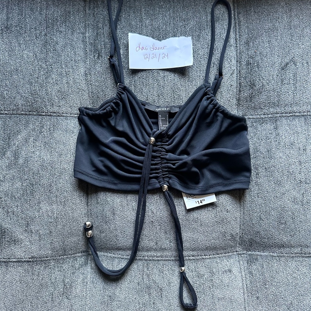 Black Forever21 Ruched Crop Top